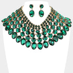 Women's Crystal Glass Bib Statement Necklace