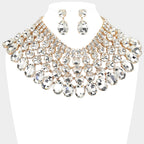 Women's Crystal Glass Bib Statement Necklace