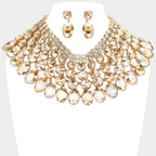 Women's Crystal Glass Bib Statement Necklace