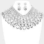 Women's Crystal Glass Bib Statement Necklace