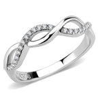 DA243 - High polished (no plating) Stainless Steel Ring with AAA Grade CZ in Clear