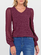 Lace Sleeve V-Neck T-Shirt
