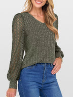 Lace Sleeve V-Neck T-Shirt