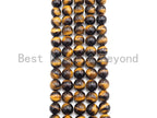 AAA Top Quality Natural Yellow Tiger Eye, 6mm/8mm/10mm/12mm/14mm Round Smooth Yellow Tiger Eye, 15.5" Full Strand, sku#UA89