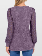 Lace Sleeve V-Neck T-Shirt