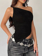 Asymmetrical One-Shoulder Slim Fit Cami
