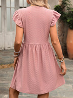 Ruffle Sleeve V-Neck A-Line Dress