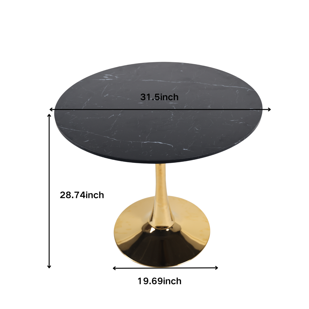 Mid-Century Tulip Dining Table with Black Marble Top