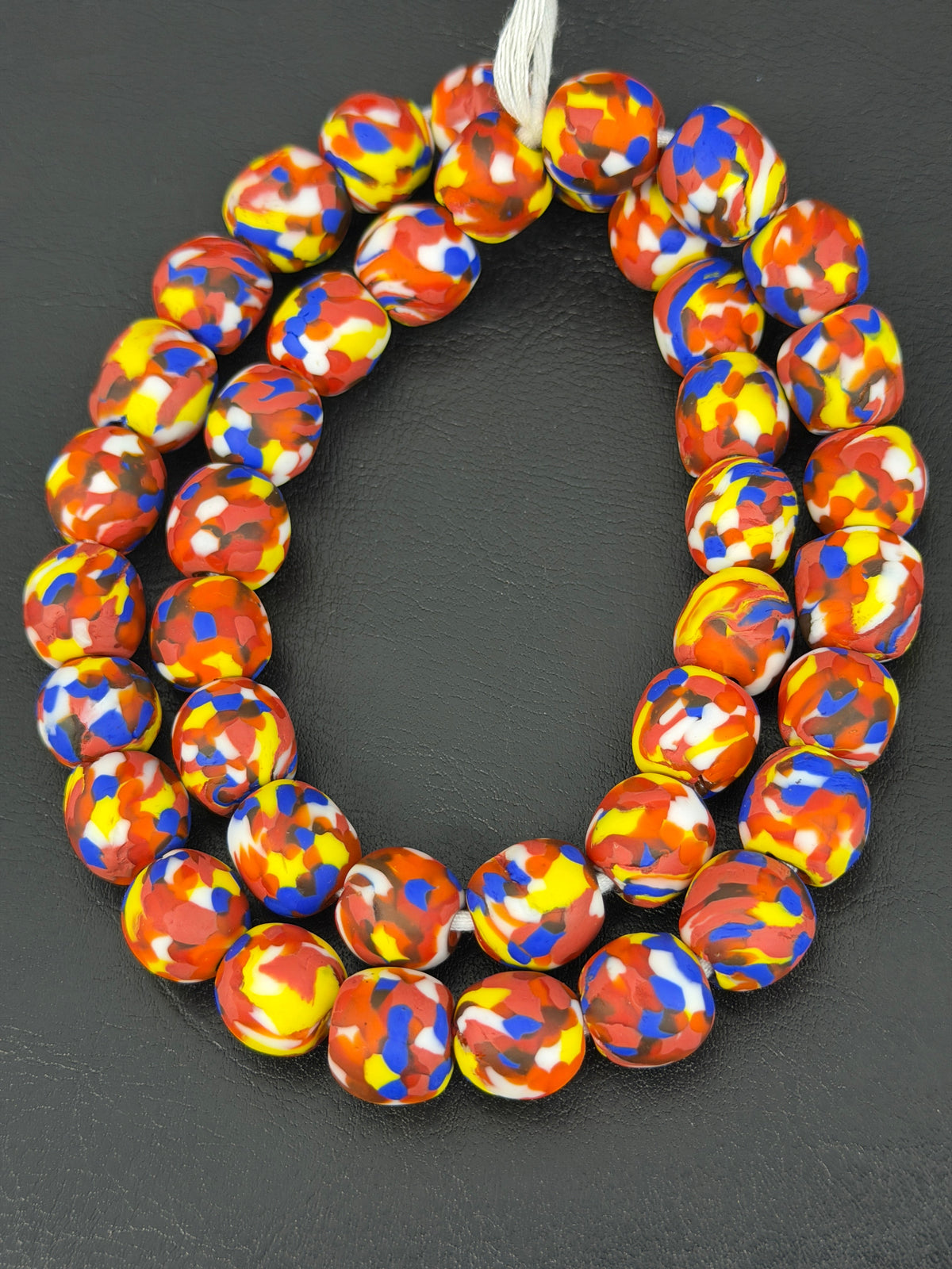 Authentic Fused Krobo Recycled Glass Beads 12–14mm | Multicolor African Glass Beads | Handmade in Ghana