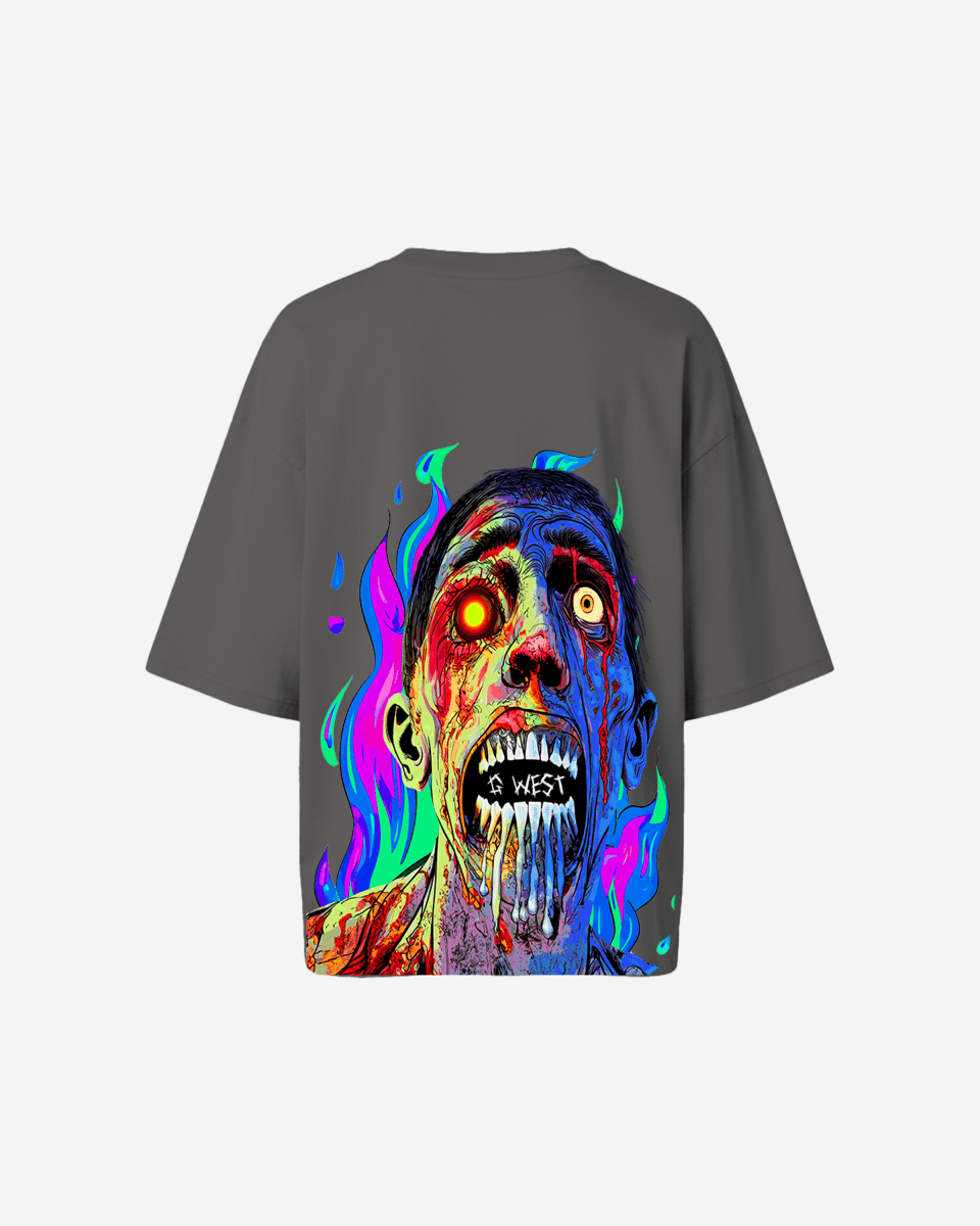 G West Womens Oversized Flaming Zombie Tee