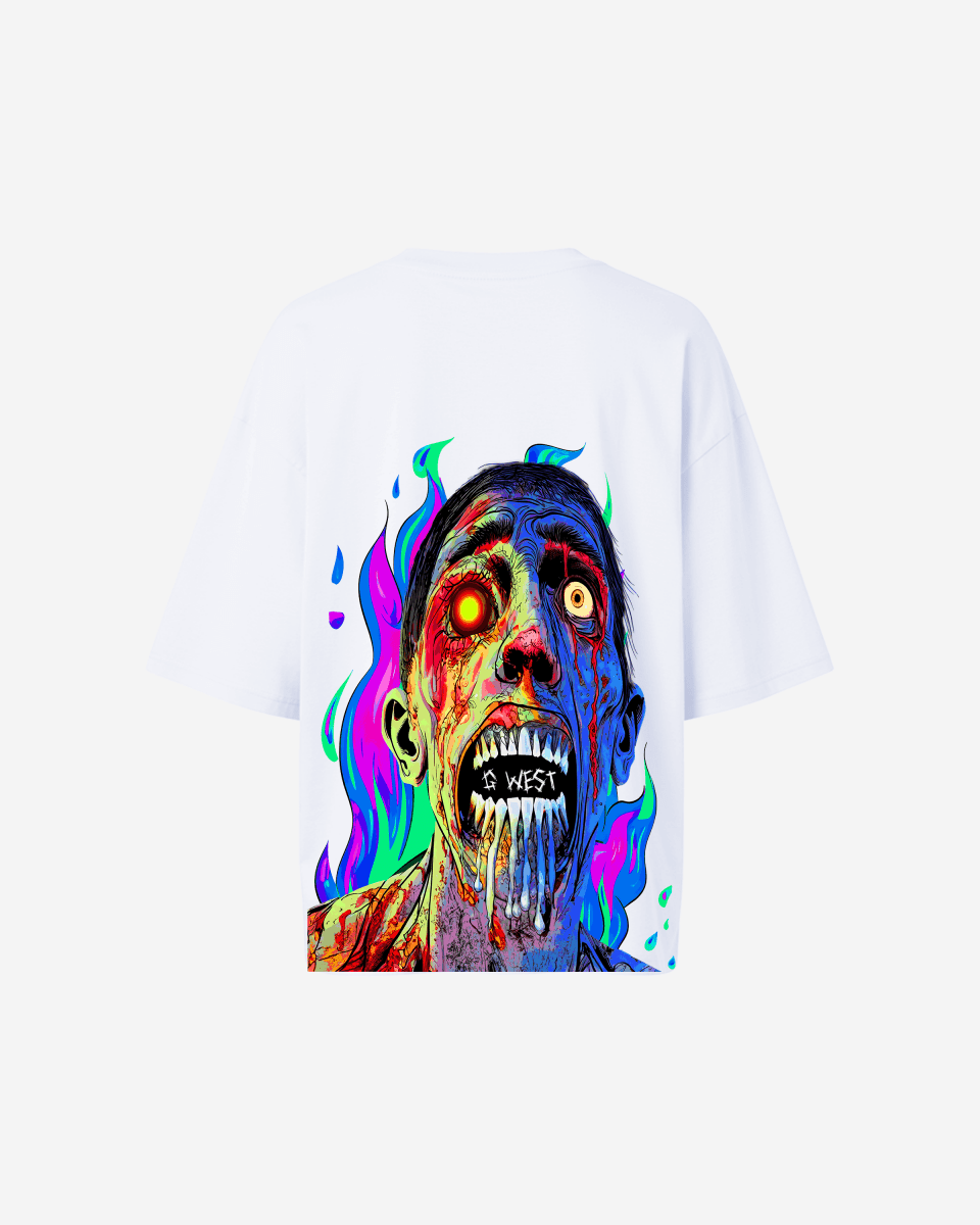 G West Womens Oversized Flaming Zombie Tee