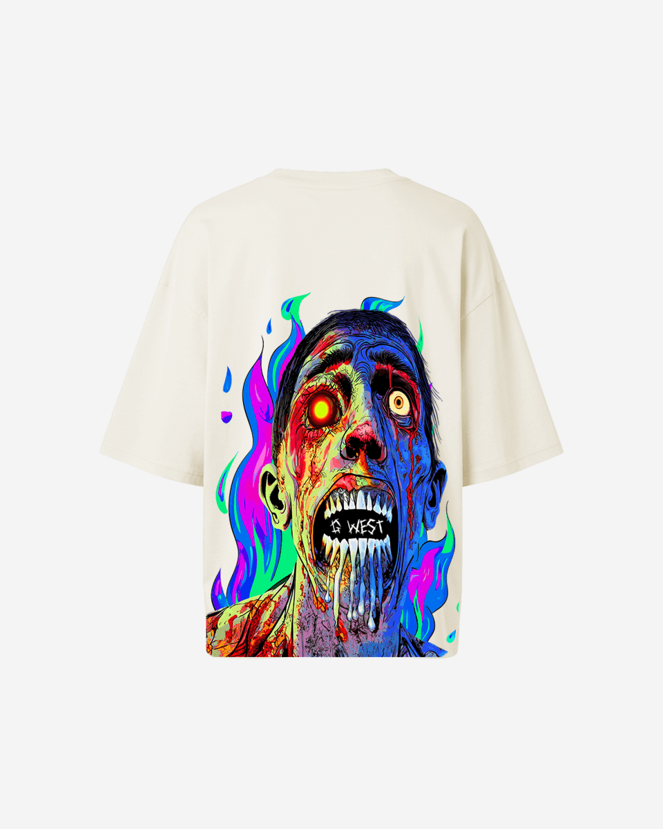 G West Womens Oversized Flaming Zombie Tee