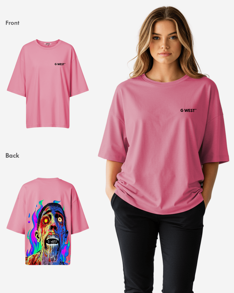 G West Womens Oversized Flaming Zombie Tee