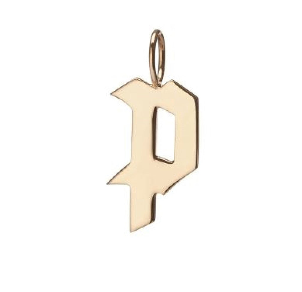 Gold Filled Charm Personalized Gotic Initial Letter Charm Necklace, Custom Old English Font Style, Delicate Initial Necklace For Women Men (Small) | A-213 to A-238, A-240 to A-265