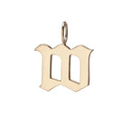 Gold Filled Charm Personalized Gotic Initial Letter Charm Necklace, Custom Old English Font Style, Delicate Initial Necklace For Women Men (Small) | A-213 to A-238, A-240 to A-265