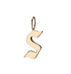 Gold Filled Charm Personalized Gotic Initial Letter Charm Necklace, Custom Old English Font Style, Delicate Initial Necklace For Women Men (Small) | A-213 to A-238, A-240 to A-265