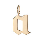 Gold Filled Charm Personalized Gotic Initial Letter Charm Necklace, Custom Old English Font Style, Delicate Initial Necklace For Women Men (Small) | A-213 to A-238, A-240 to A-265