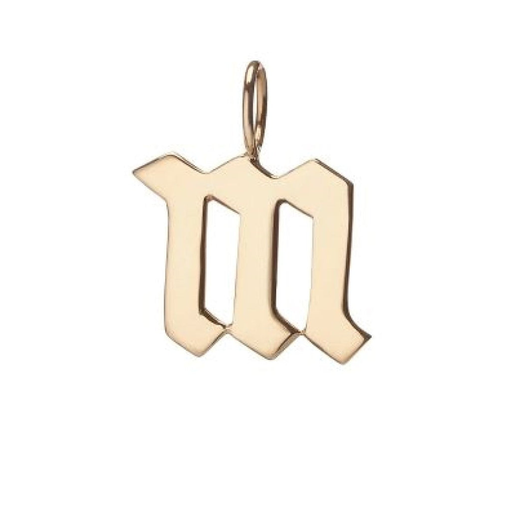 Gold Filled Charm Personalized Gotic Initial Letter Charm Necklace, Custom Old English Font Style, Delicate Initial Necklace For Women Men (Small) | A-213 to A-238, A-240 to A-265