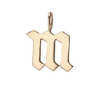 Gold Filled Charm Personalized Gotic Initial Letter Charm Necklace, Custom Old English Font Style, Delicate Initial Necklace For Women Men (Small) | A-213 to A-238, A-240 to A-265
