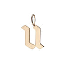 Gold Filled Charm Personalized Gotic Initial Letter Charm Necklace, Custom Old English Font Style, Delicate Initial Necklace For Women Men (Small) | A-213 to A-238, A-240 to A-265