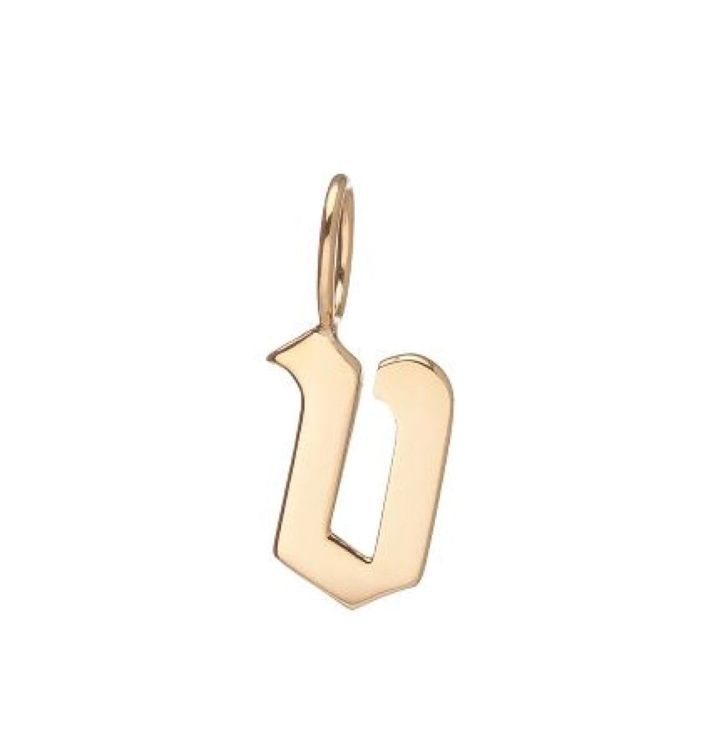 Gold Filled Charm Personalized Gotic Initial Letter Charm Necklace, Custom Old English Font Style, Delicate Initial Necklace For Women Men (Small) | A-213 to A-238, A-240 to A-265