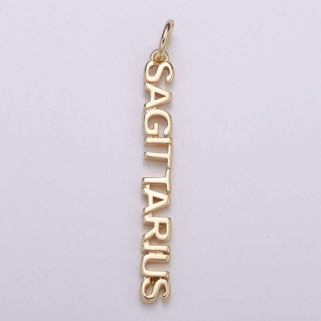 Gold Filled Zodiac Sign Script Words Mini Charm in Gold & Silver | A-A1815-A-A1820 | A-A1839-A-A1844