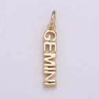 Gold Filled Zodiac Sign Script Words Mini Charm in Gold & Silver | A-A1815-A-A1820 | A-A1839-A-A1844