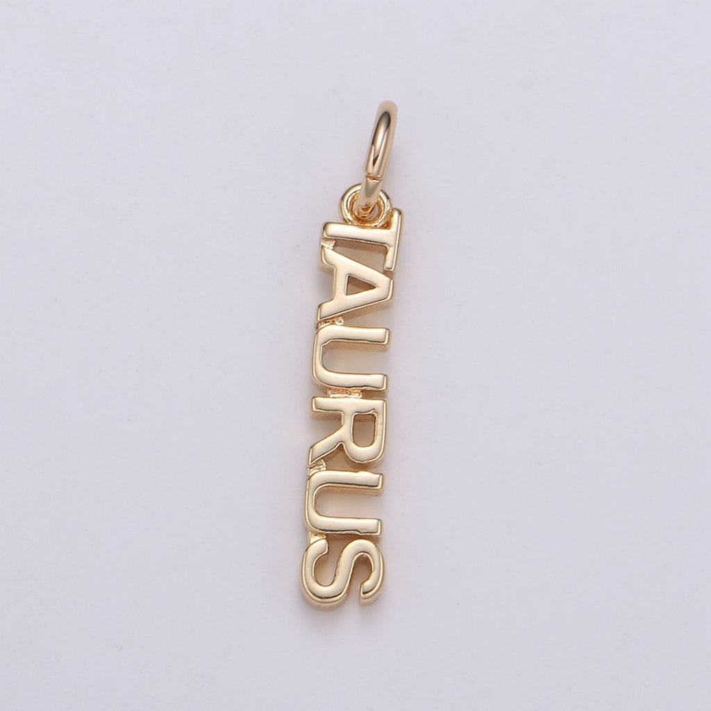 Gold Filled Zodiac Sign Script Words Mini Charm in Gold & Silver | A-A1815-A-A1820 | A-A1839-A-A1844