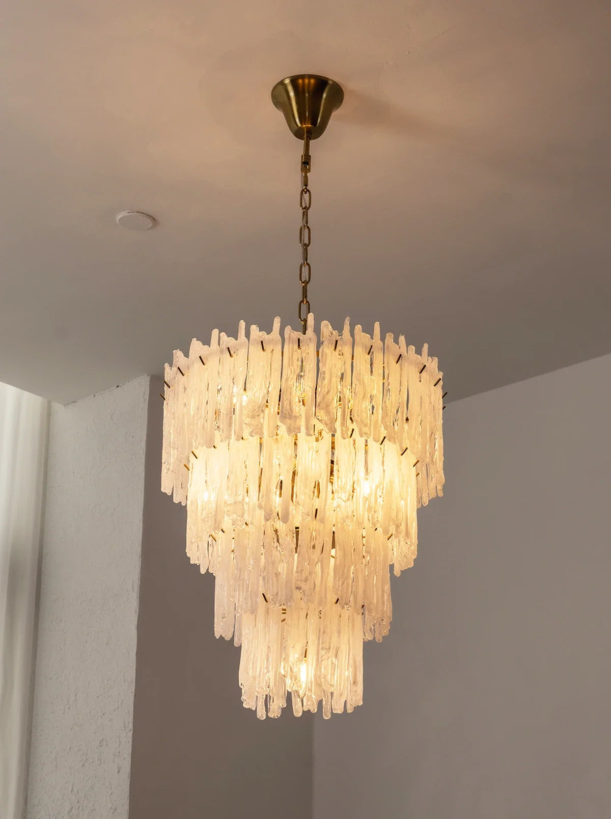 Icicle Waterfall Textured Glass Chandelier