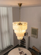 Icicle Waterfall Textured Glass Chandelier