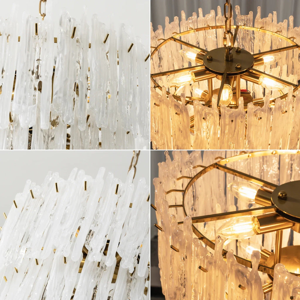 Icicle Waterfall Textured Glass Chandelier