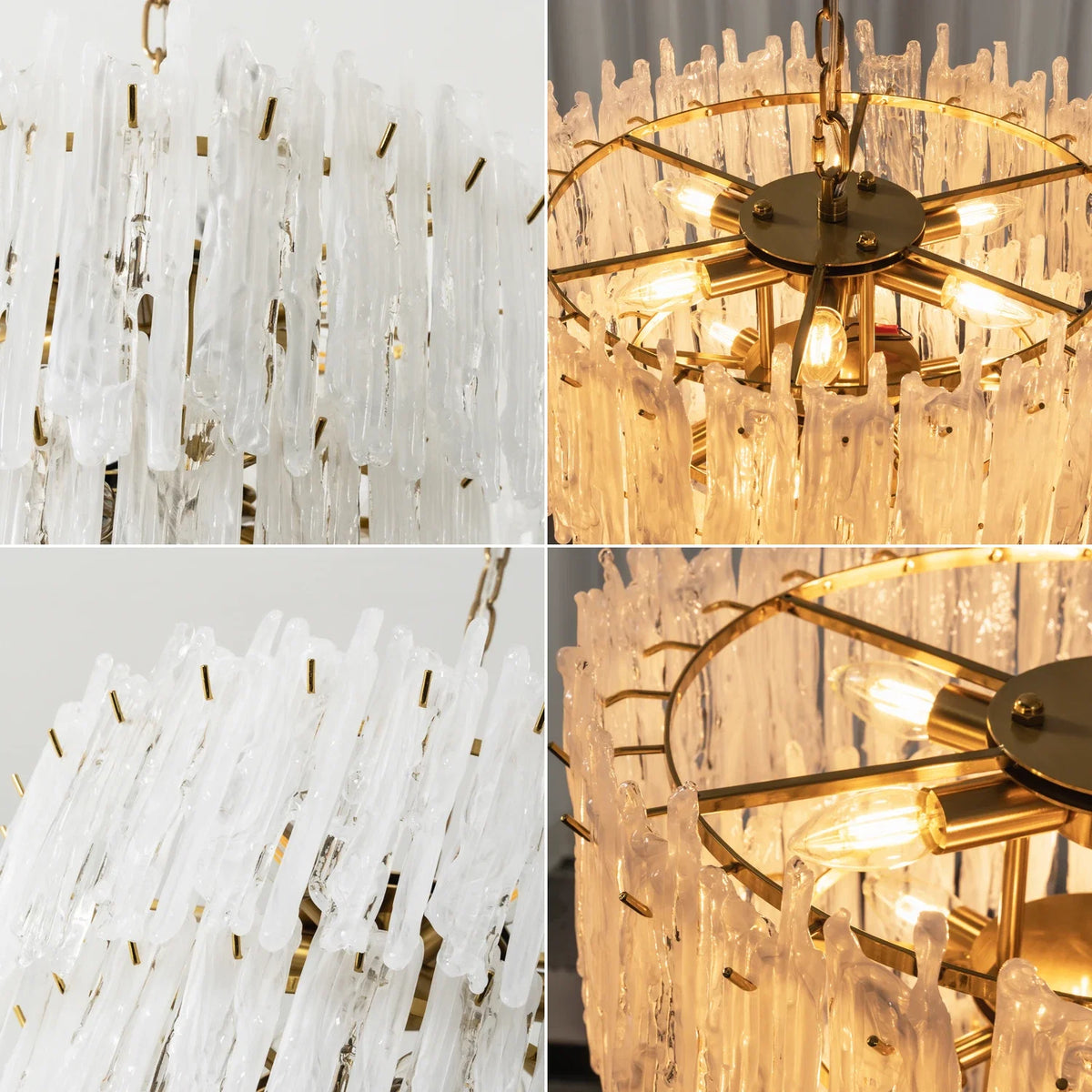 Icicle Waterfall Textured Glass Chandelier