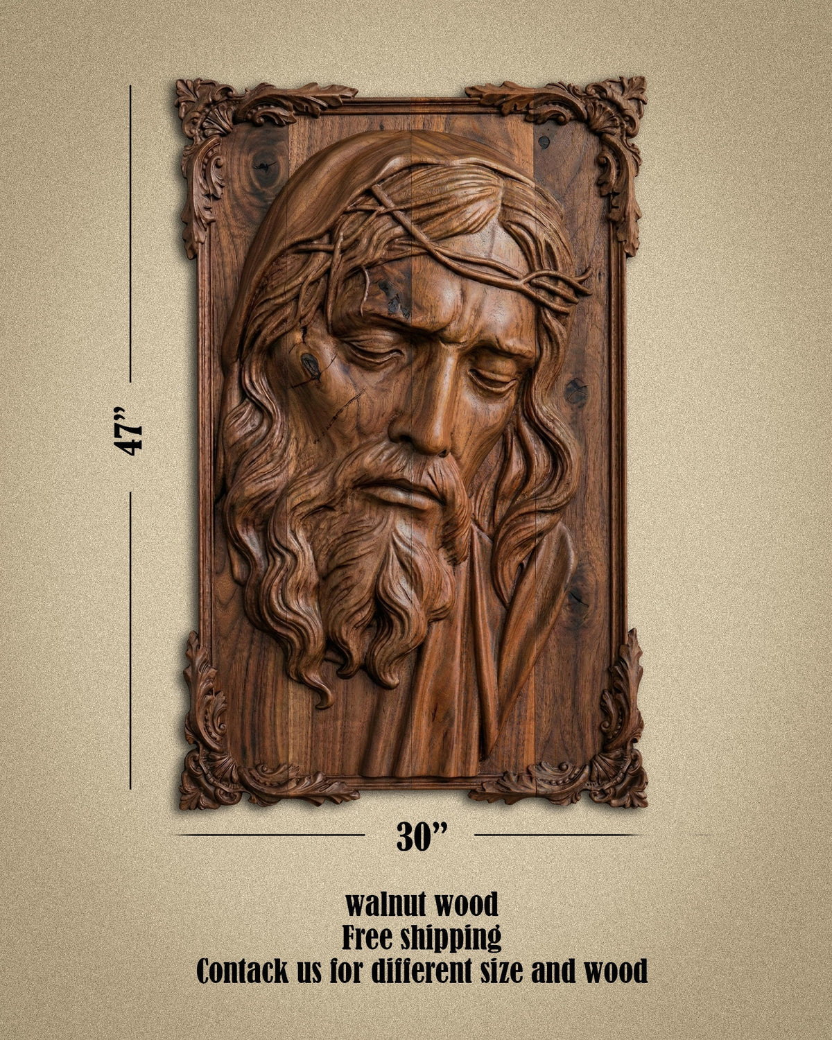 Hand-Carved Jesus Relief