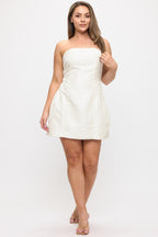 Ivory Muse Strapless Lace-Up Mini Dress – Plus Size Party Dress