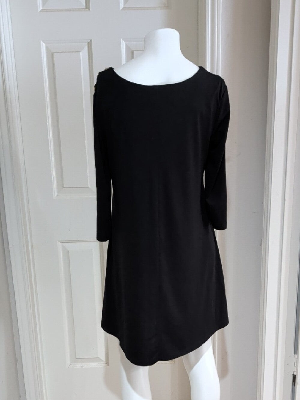C Est. 1946 Black Scoop Neck A-Line Dress with Button Detail- Women's Medium