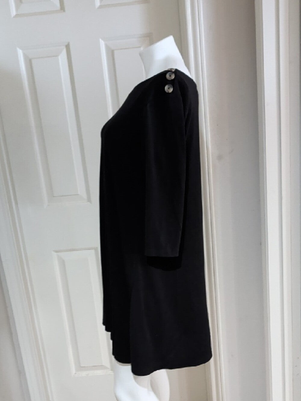 C Est. 1946 Black Scoop Neck A-Line Dress with Button Detail- Women's Medium