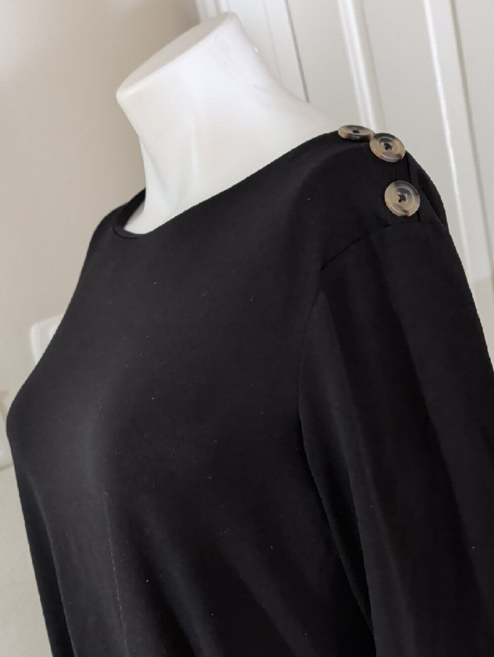 C Est. 1946 Black Scoop Neck A-Line Dress with Button Detail- Women's Medium
