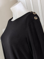 C Est. 1946 Black Scoop Neck A-Line Dress with Button Detail- Women's Medium