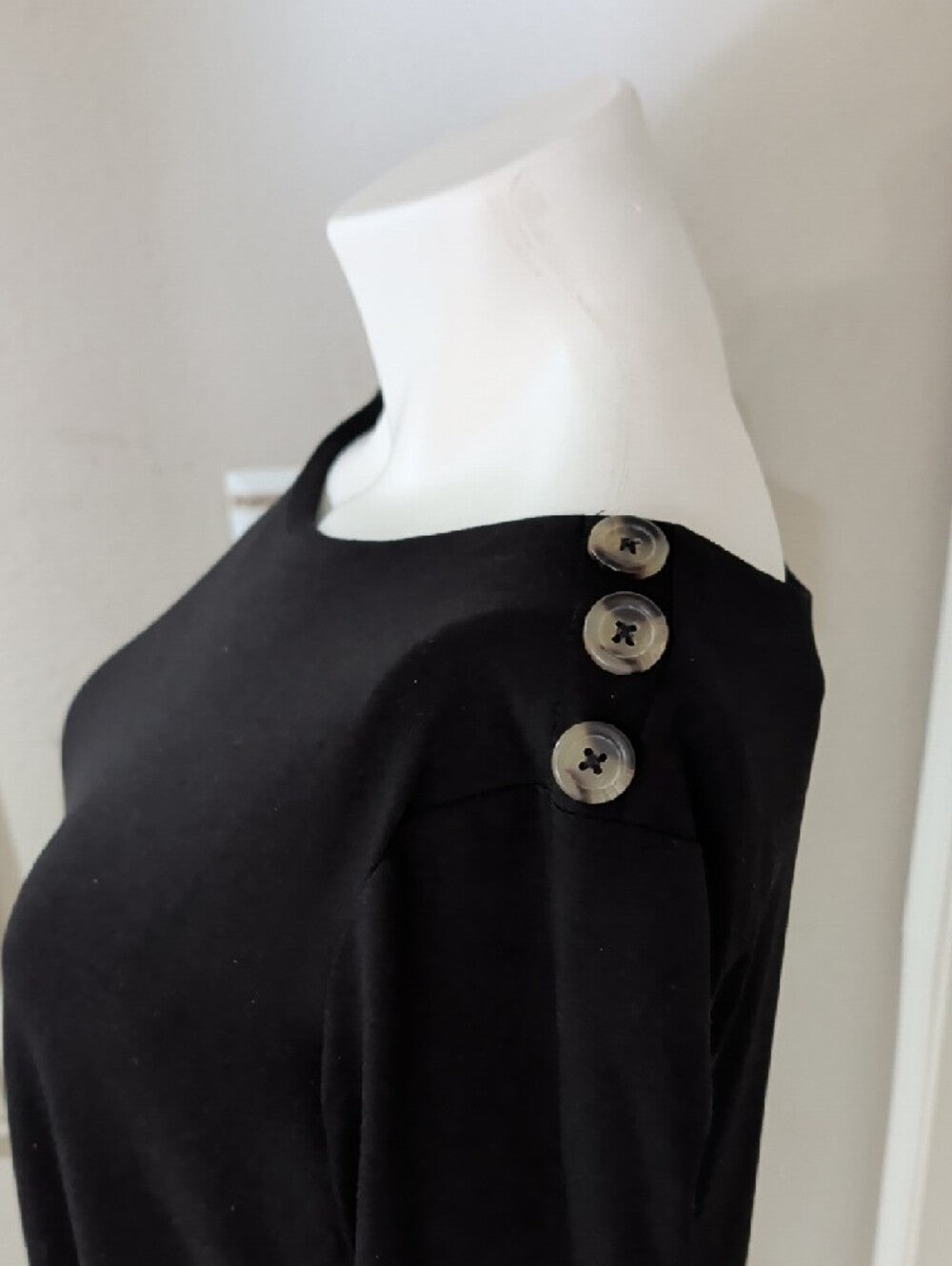 C Est. 1946 Black Scoop Neck A-Line Dress with Button Detail- Women's Medium