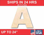 Unfinished Wood Block Letter A - Craft - up to 46" DIY