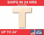 Unfinished Wood Block Letter T - Craft - up to 46" DIY