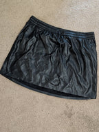 Good American Black Faux Leather Drawstring Mini Skirt Women's 7X