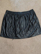 Good American Black Faux Leather Drawstring Mini Skirt Women's 7X