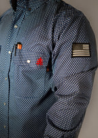 FR Pearl Snap Work Shirt - Honor Navy - With U.S Flag