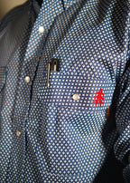 FR Pearl Snap Work Shirt - Honor Navy - With U.S Flag