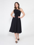 Pleated Detail Strap A-Line Dress