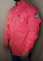 FR Pearl Snap Work shirt - Alpha Red - With U.S Flag