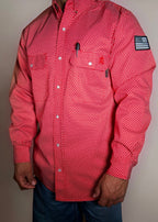 FR Pearl Snap Work shirt - Alpha Red - With U.S Flag