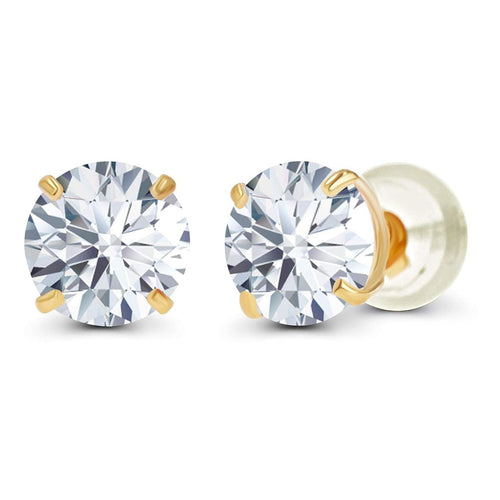 3.00 CTW AGI-Certified Lab-Grown Diamond Stud Earrings in solid 14K Gold – G Color, VS Clarity