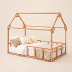 Twin Size Montessori House Bed for Kids with Fence